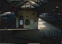 Looking east at the Carstairs station building and canopies from the footbridge.<br><br>[Ewan Crawford //]