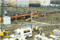 Bellgrove crash between two class 303 trains on the single track of the former City of Glasgow Union Railway by Bellgrove Junction.<br><br>[Ewan Crawford //]