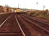 Class 101 DMU tour train in Bathgate Upper station. View looks east.<br><br>[Michael Gibb //]