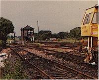 View looking west at Greenhill Upper Junction, while signalbox still stood.<br><br>[Ewan Crawford //]