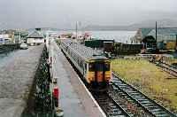 Looking south at a sprinter at Kyle of Lochalsh station.<br><br>[Ewan Crawford //]