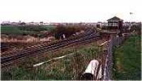 Looking west at Carmuirs West Junction and signalbox.<br><br>[Ewan Crawford //]
