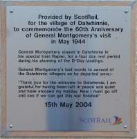 Plaque commemorating the visit of General Montgomery to Dalwhinnie in 1944.<br><br>[John Gray 27/09/2004]