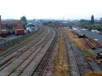 Looking south at Hereford station. Barrs Court Sidings are on the right.<br><br>[Ewan Crawford 06/07/2006]