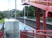 View east over platform 2 from the footbridge at Curriehill in October 2002. [Ref query 3801]<br><br>[John Furnevel 27/10/2002]