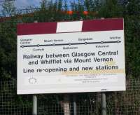 Notice at Whifflet station in August 2006, some 13 years after the line reopened to scheduled passenger services. <br><br>[John Furnevel 24/08/2006]