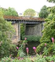 Section of the L&D viaduct over the River Kelvin in 2006 looking south through a gap in the Rosebay Willowherb.<br><br>[John Furnevel 02/08/2006]