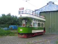 Lanarkshire Tramways Co No. 53 at Summerlee in August 2006 - showing Larkhall on the destination panel.<br><br>[John Furnevel 29/08/2006]