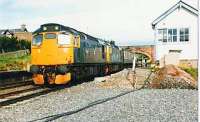 Culloden box just before its demise. Two 27s wait for a path south with service vehicles.<br><br>[Brian Forbes //1988]