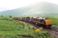 37410 arrives at Bridge of Orchy with the northbound Mossend-Fort William freight in the bucketing rain.<br><br>[Ewan Crawford //1990]