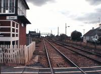 Looking east from the signal box and crossing. Platforms and footbridge still in existance.<br><br>[Brian Forbes //2006]