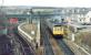 1215 Dunblane - Edinburgh leaves on time. These trains arrive in Dunblane on the left hand platform.<br><br>[Brian Forbes /04/1986]