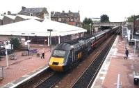 The GNER 07.55 Inverness - London Kings Cross <I>Highland Chieftain</I> HST service pulls away from its Falkirk Grahamston stop on 21 September 2006. This train is scheduled to arrive at Kings Cross at 15.59.<br><br>[John Furnevel 21/09/2006]