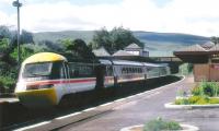 <i>Highland Chieftain</i> southbound through Gleneagles in 1989 in BR InterCity colours and logo.<br><br>[Brian Forbes /05/1989]