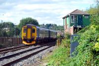 Westbound Sprinter entering Blaydon. The box is aligned to the closed and lifted Blaydon-Newcastle route.<br><br>[Ewan Crawford 26/09/2006]