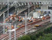 Progress on the Waverley east end platform extensions on 1 October 2006. Work continues on platform 1 and is now also underway on the bay platform beyond.<br><br>[John Furnevel 01/10/2006]