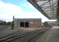 View north along platform 3 at Arbroath in 2006 showing the former goods facilities to the west of the station.<br><br>[John Furnevel 09/08/2006]