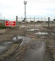 The closed off entrance to Leith docks from the north end of Constitution Street in September 2006. For the view in the other direction [see image 11375].<br><br>[John Furnevel 12/09/2006]