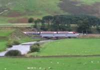 A southbound Pendolino crosses the Clyde at Crawford in October 2006 bound for Euston.<br><br>[John Furnevel 11/10/2006]
