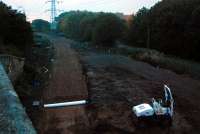 Bit dark, but here is the prepared trackbed at Kincardine Powerstation.<br><br>[Ewan Crawford 17/10/2006]