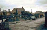 Coal drops in the yard to the east of Hexham station in 1975.<br><br>[Ian Dinmore //1975]