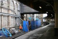 Work in progress below the cross-station walkway in the area between the south wall of the main station and the 'sub' island platform.<br><br>[John Furnevel /10/2006]