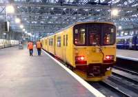 Network Rail track inspection train 950001  (a converted Class 150) at Glasgow Central<br><br>[Graham Morgan 26/10/2006]