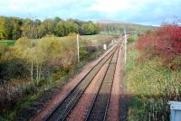 The track 'doubles' at the southern end of the Balloch line. View looks north from by Dalreoch Junction.<br><br>[Ewan Crawford 04/11/2006]