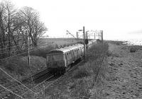 Westbound AM3 Unit No.074 approaches Ferry Road Bridge, Cardross in 1974 with the River Clyde on the right.<br><br>[John McIntyre /03/1974]