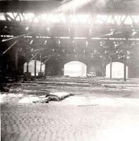 Interior of the goods shed at Greenock Lynedoch in 1967. On the left can be seen some of the cranes that were used to unload wagons. By this time all the track had been lifted and the line disconnected at Cartsburn Junction. The site is now an industrial estate.<br><br>[John Gray //1967]