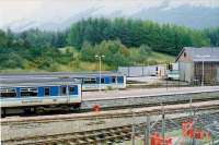 Crianlarich south end 1991. These Sprinters could combine or split here. Building is old locomotive shed.<br><br>[Brian Forbes //1991]