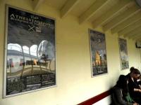 The waiting room on the Edinburgh bound platform at Drem, featuring the colourful new posters installed on 16 August 2011.<br><br>[John Yellowlees 16/08/2011]
