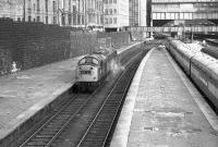 The now largely demolished Great North End of Aberdeen looking north on 23 April 1973 as 263 arrives through platform 9 to pick up the train standing at 6 - a special to Kyle. New buildings now cover most of this area.<br><br>[John McIntyre 23/04/1973]
