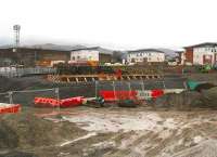 Base for the station building under construction at Alloa on 15 December, view north. <br><br>[John Furnevel /12/2006]