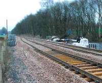 Looking east towards Alloa from the east end of the passing loop just east of Cambus. The marshalling yard was to the right.<br><br>[Ewan Crawford 26/12/2006]