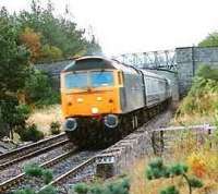 <i>The Royal Highlander</i> passing Moy Loop it will arrive at 0820 in Inverness.<br><br>[Brian Forbes /02/1988]