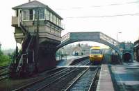 HST at Hatwhistle, looking west towards Carlisle prior to refurbishment of the sb and footbridge.<br><br>[Ian Dinmore //]