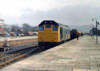 Class 25 with an oil train at Aberystwyth.<br><br>[Ian Dinmore //]