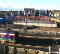 View west over Markinch station on 10 January showing construction work on main building and new west side entrance.<br><br>[John Furnevel 10/01/2007]
