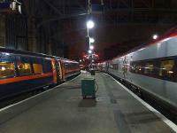 Virgin West Coast and GNER services at Glasgow Central awaiting passengers.<br><br>[Graham Morgan 13/01/2007]