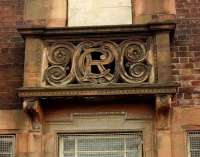 Lanarkshire and Dumbartonshire Railway, CR crest on the station building at Clydebank Riverside. Architect J. J. Burnet.<br><br>[Alistair MacKenzie //]