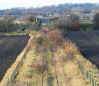 Looking west over the former Roslin branch as it leaves Millerhill in January 2007. Bridge no 2 in the middle distance marks the current limit of Railtrack property. [See image 50526]<br><br>[John Furnevel 19/01/2007]