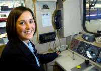 Eva Brodie at work as a driver with First ScotRail.<br><br>[First ScotRail 1/02/2007]