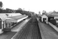 Duns station from the road bridge looking east, c. 1960. [See image 29451]<br><br>[D Chandler Collection //1960]