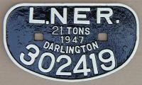 <b>LNER 21T</b> wagon plate from Darlington wagon 302419 at Arnott Young, Dalmuir for breaking.<br><br>[Alistair MacKenzie 08/02/1980]