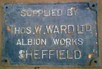 <h4><a href='/locations/P/Plates,_signs,_notices_etc'>Plates, signs, notices etc</a></h4><p><small><a href='/companies/A/Albion_Wagon_Works'>Albion Wagon Works</a></small></p><p>Metal plate on timber cross-beam of buffer inside Dalmuir Shipyard between Beardmore St and Agamemnon St, Dalmuir inscribed <i>Supplied by Thos W Ward, Albion Works, Sheffield</i>. 24/32</p><p>15/10/1980<br><small><a href='/contributors/Alistair_MacKenzie'>Alistair MacKenzie</a></small></p>