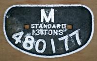 <b>M</b>idland Railway condemned wagon plate from 13T no. 480177. at Arnott Young breakers Dalmuir.<br><br>[Alistair MacKenzie 28/08/1980]