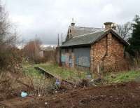 Remains of Loanhead station on 12 February looking northeast towards Millerhill. The old goods shed stands in the background.<br><br>[John Furnevel 12/02/2007]