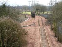 A lone ballast wagon stands near Kincardine on 15 February 2007. View south along the exit line from the yard.<br><br>[John Furnevel 15/02/2007]