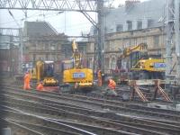 Work taking place out side Glasgow Central during engineering work on 11th March.<br><br>[Graham Morgan 11/03/2007]